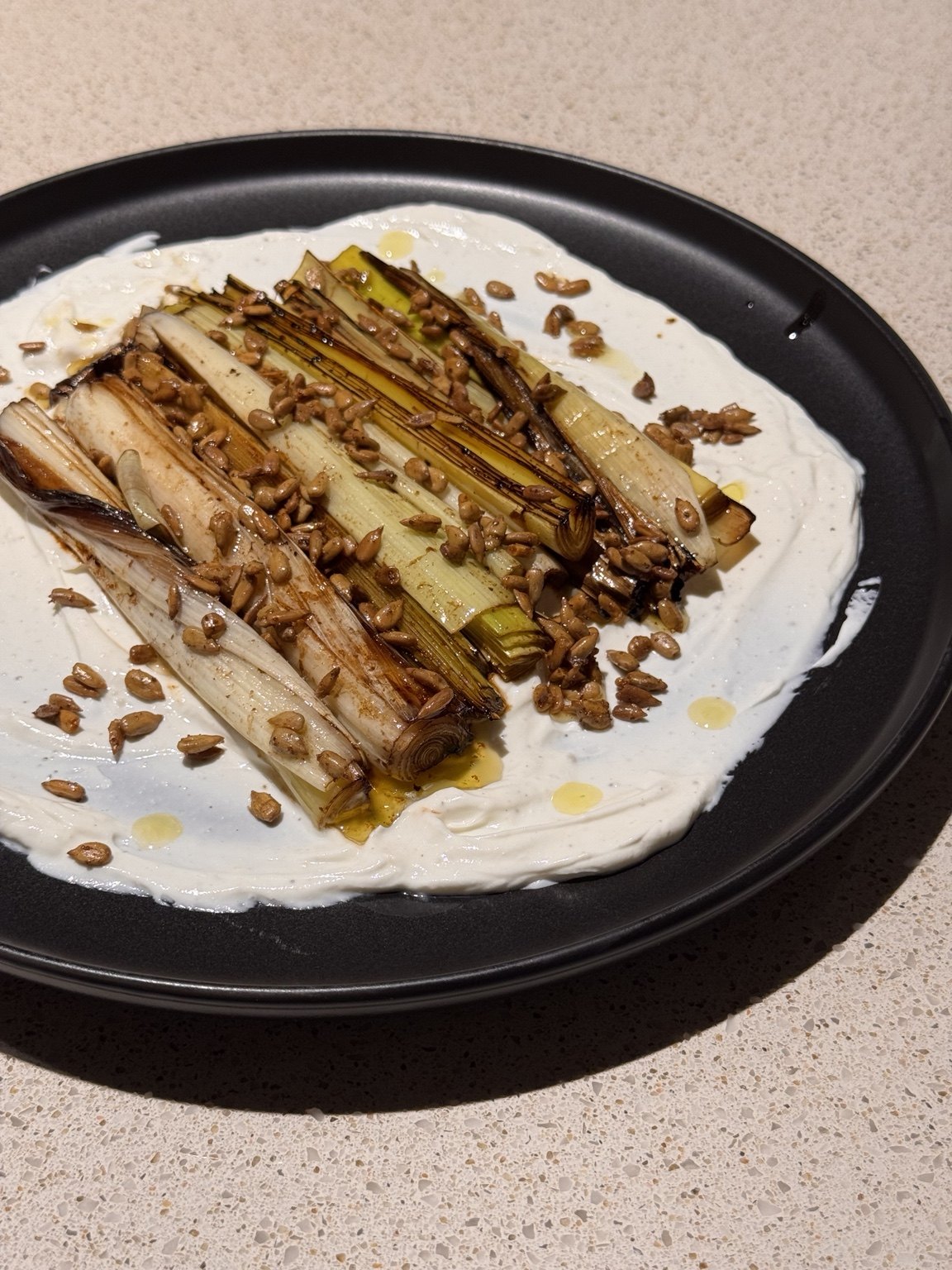 Charred Leeks on Yogurt
