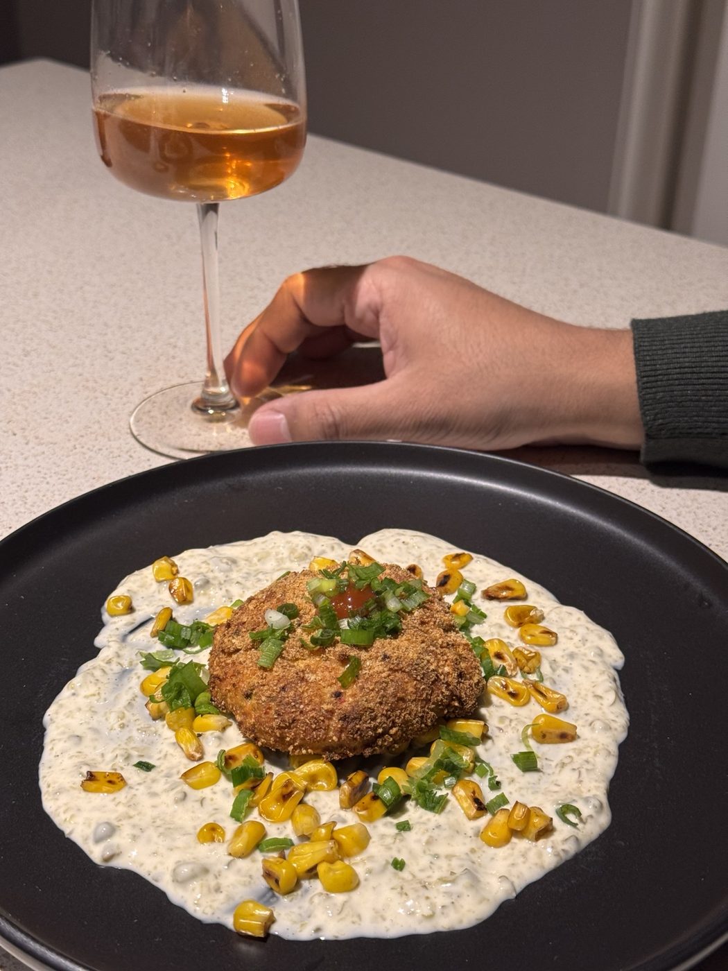 Crispy Cake with Corn Tartar Sauce