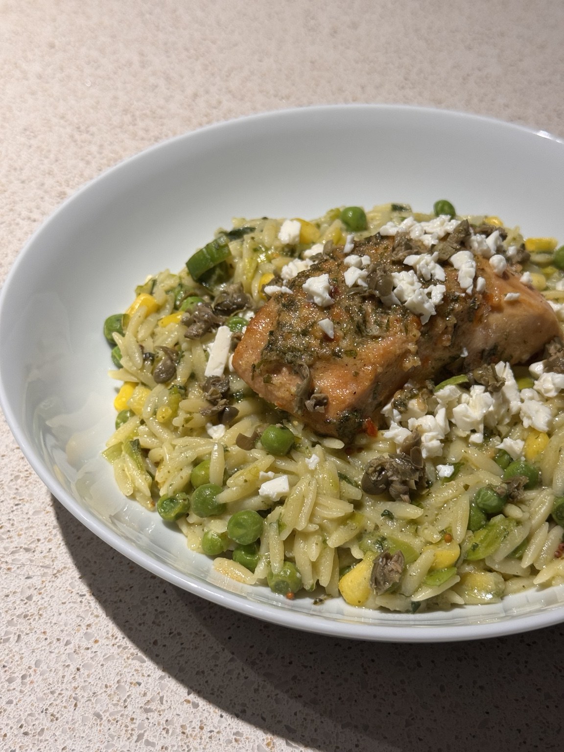 Herby Salmon Green Orzo