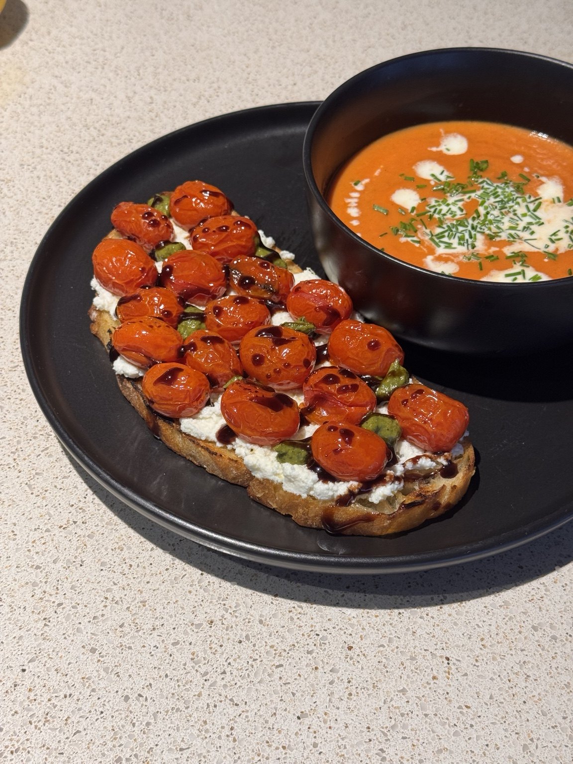 Tomato Ricotta Toast with Soup