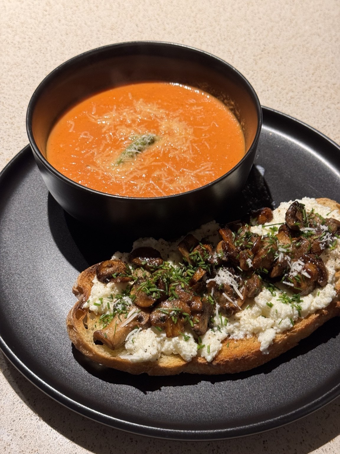 Tomato Soup & Whipped Ricotta Toast